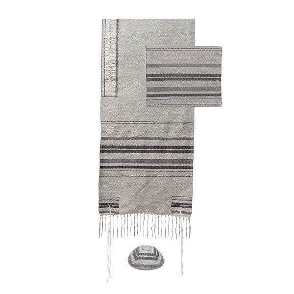 Emanuel Hand-Woven Tallit-- Gray (EM-TAT2GR)