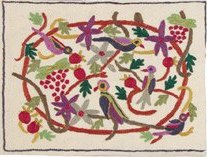 Hand Embroidered Afikoman Bag Birds Colored (EM-AFE11) - Riverdale Judaica