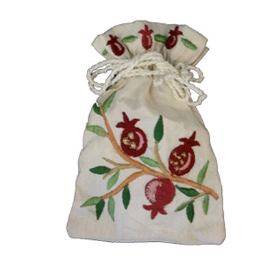Embroidered Spice Bag Pomegranates (EM-BBE-3) - Riverdale Judaica