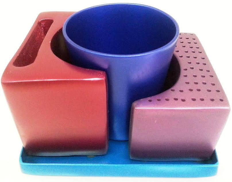 Yair Emanuel Nickel Hammered Havdallah Set Multi Color (EM-HAB3) - Riverdale Judaica