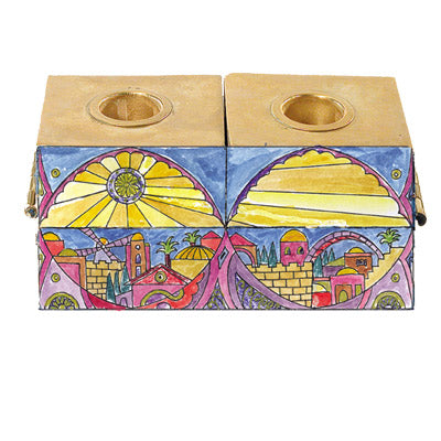 Emanuel Menorah & Shabbat Candlesticks Jerusalem (EM-HCS-5) - Riverdale Judaica
