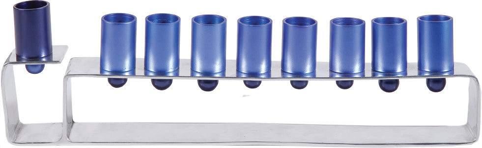 Anodize Aluminum Hanukkah Menorah - Frame Blues (EM-HMG2) - Riverdale Judaica