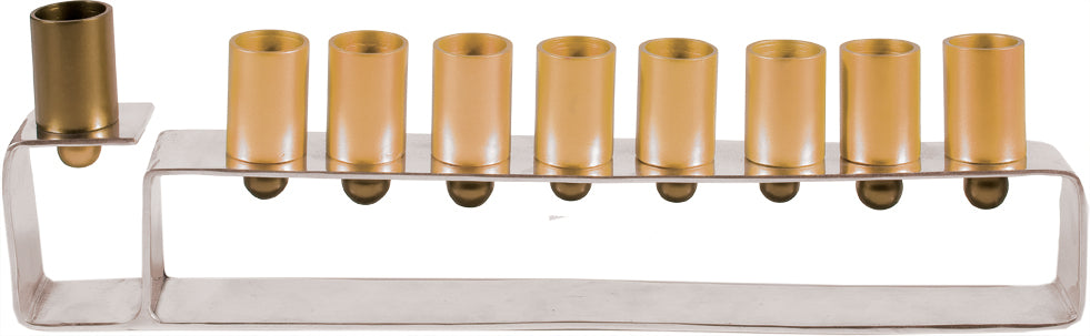 Anodize Aluminum Hanukkah Menorah - Frame Gold (EM-HMG3) - Riverdale Judaica