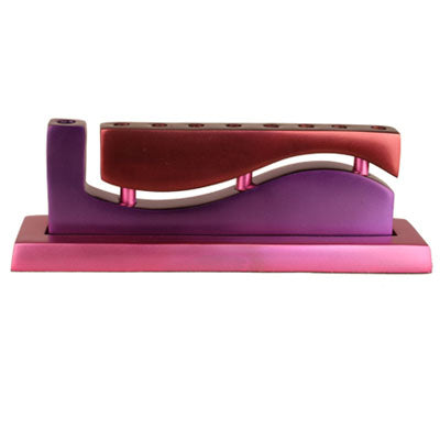 Aluminum Cast Menorah Wave Pink, Purple & Red (EM-HZAP-2) - Riverdale Judaica