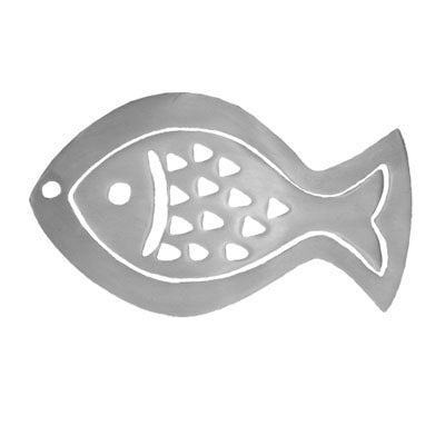 Aluminum Trivet Two Piece Set Fish Shape Silver (EM-MHD2) - Riverdale Judaica