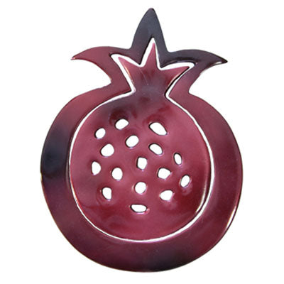 Aluminum Trivet Two Piece Set Pomegranate Shape Red (EM-MHDC1) - Riverdale Judaica