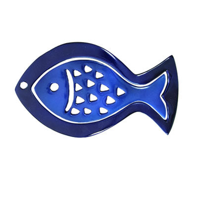 Aluminum Trivet Two Piece Set Fish Shape Blue (EM-MHDC2) - Riverdale Judaica