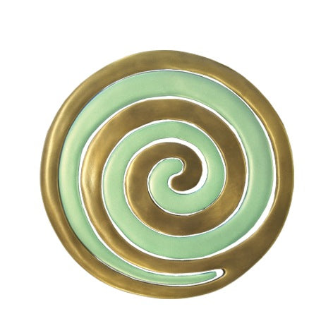 Aluminum Trivet Two Piece Swirl - Gold and Mint Green (EM-MHDC3B) - Riverdale Judaica