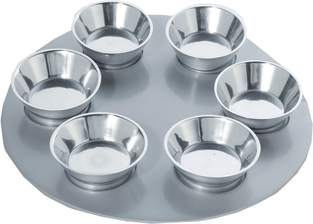 Aluminum Seder Plate- Silver (EM-SPZ-1) - Riverdale Judaica