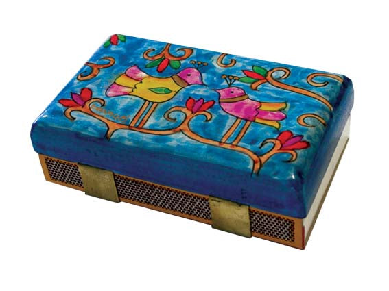 Swirls with Birds Match Box - Riverdale Judaica