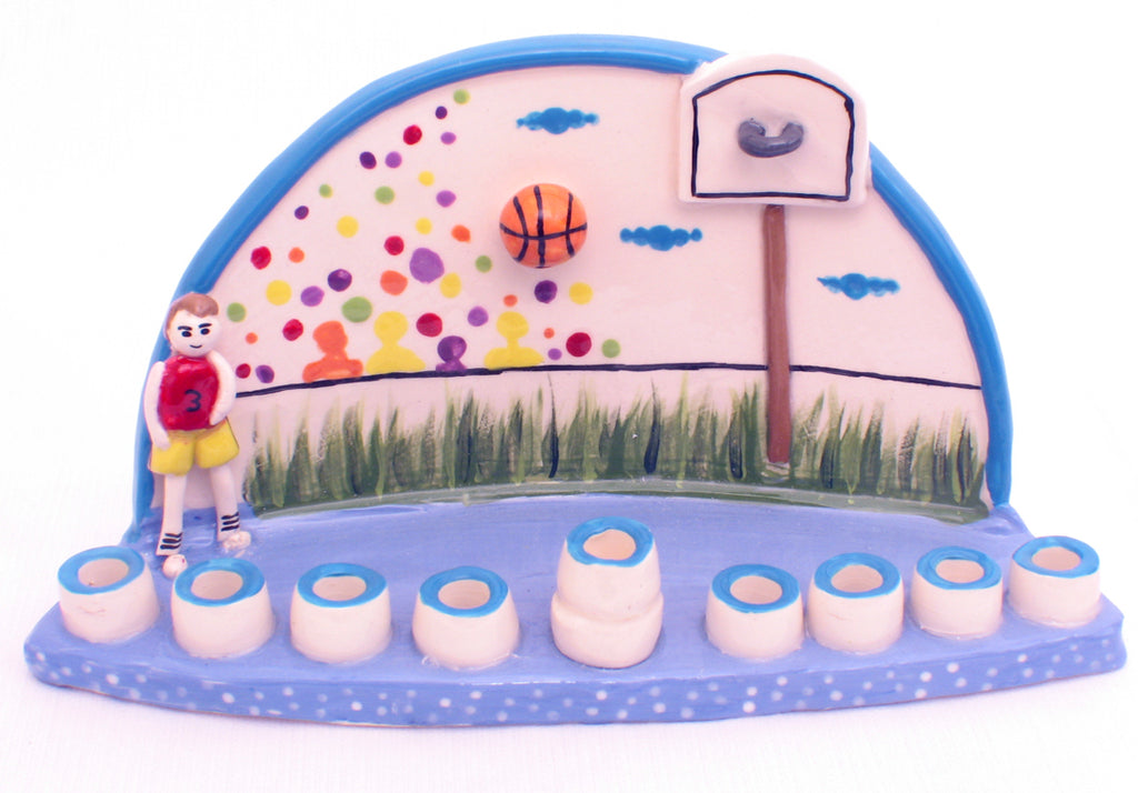 Ceramic Basketball Menorah (M-117) - Riverdale Judaica