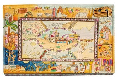 Emanuel Challah Board with Lucite Protector Bible Stories (EM-CB-2) - Riverdale Judaica