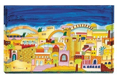 Emanuel Challah Board with Lucite Protector Jerusalem (EM-CB-5) - Riverdale Judaica