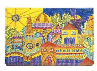 Emanuel Challah Board With Lucite Protector Jerusalem Oriental (EM-CB-8) - Riverdale Judaica