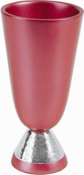 Anodized Aluminum Kiddush Cup - Hammer work Red (EM-CUK3) - Riverdale Judaica