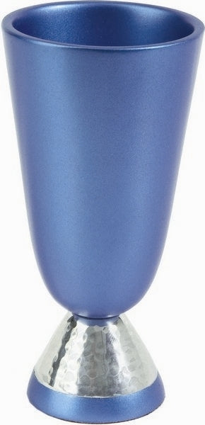Anodized Aluminum Kiddush Cup - Hammer work Blue (EM-CUK4) - Riverdale Judaica