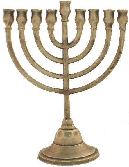 Classic 8" Pewter Candle Menorah (M-208-P) - Riverdale Judaica