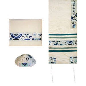 Embroidered Tallit Set-- Star Of David (EM-TAB3B)