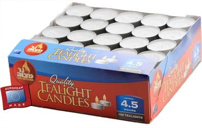 European Tealight Candles, 100-pack - Riverdale Judaica