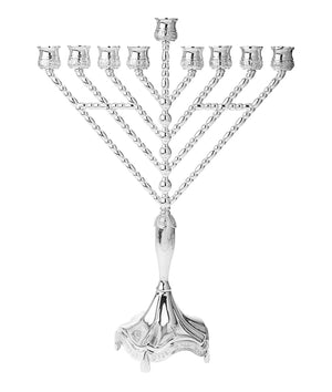 Modern Silver Plated Menorah with Slanted Branches, 18"