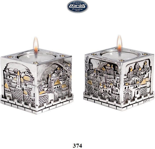 Electroform Candlesticks Jerusalem CS-374 - Riverdale Judaica