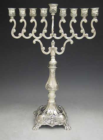 Tall Silver Plated Menorah, 17"