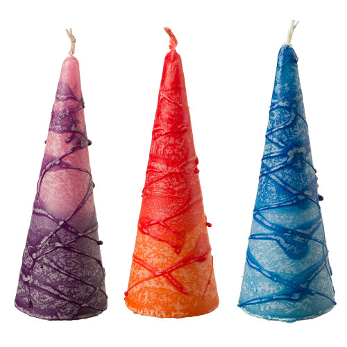 Self-Standing Decorative Havdalah Candle - Cone Shape, 6.5"