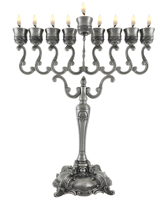 Tall Pewter Menorah, 21"