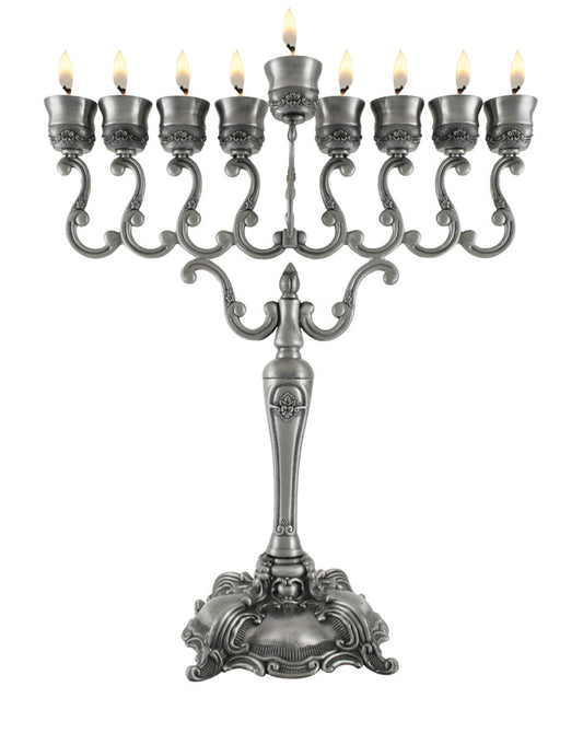 Tall Pewter Menorah, 21"