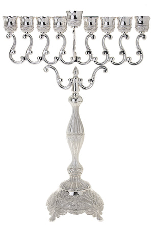 Large Silver Plated Menorah With Filigree Design, 27"