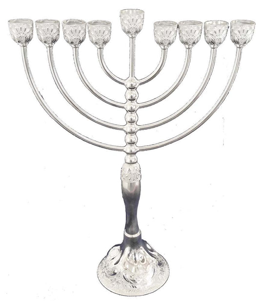 Classic Silverplate Filligree Menorah 15" (M-9827) - Riverdale Judaica