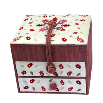 Pomegranate Two Draw Embroidered Jewelry Box