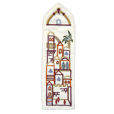 White Jerusalem Embroidered Bookmark
