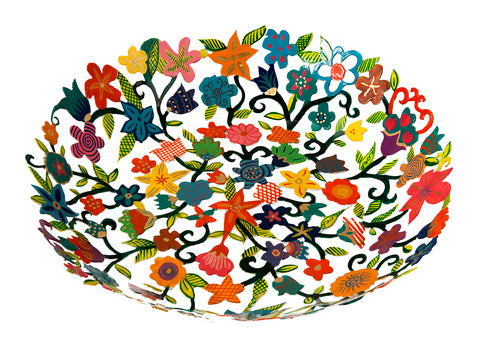 Bowl- Small Laser Cut+ Hand Painting- flowers (EM-BOS3) - Riverdale Judaica