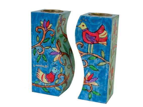 Birds on Branches Fitted Candlesticks - Riverdale Judaica