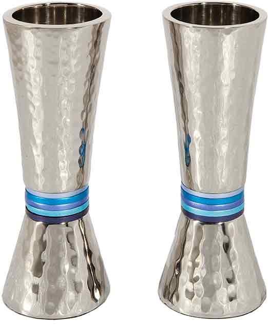 Emanuel Conical Shaped Hammered Candlesticks- Blues (EM-CSJ2)