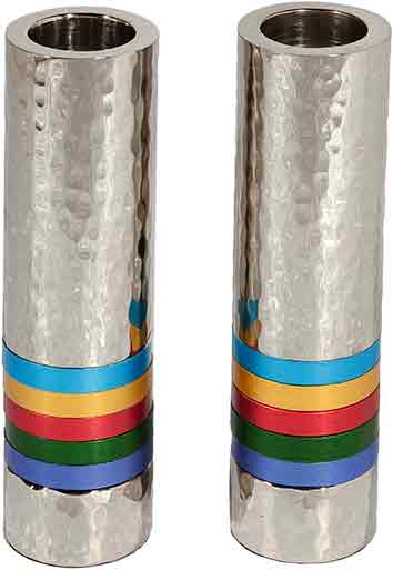 Emanuel Cylinder Shaped Hammered Candlesticks- Multicolor (EM-CSO1)