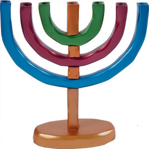Anodized Aluminum 7 Branches Menorah Multicolor (EM-HMC3) - Riverdale Judaica