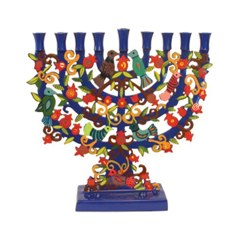 Painted Lazer Cut-out Standing Chanukkah Menorah (EM-HMA1)