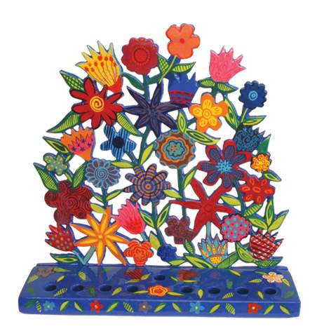 Laser Cutout Hanukkah Menorah Flowers  (EM-HML3)
