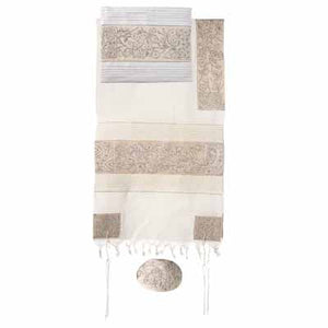 Yair Emanuel Embroidered Cotton Tallit -The Matriarches in silver TFE-9 - Riverdale Judaica