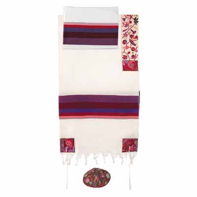 Yair Emanuel Embroidered Cotton Tallit  -The Matriarches in color THE-5