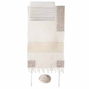 Yair Emanuel Embroidered Cotton Tallit  -The Matriarches in  silver THE-6 - Riverdale Judaica