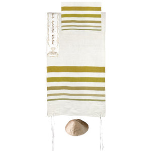 Yair emanuel hand woven Raw Silk Tallit with Embroidered Atara  - Gold TSW-2 - Riverdale Judaica