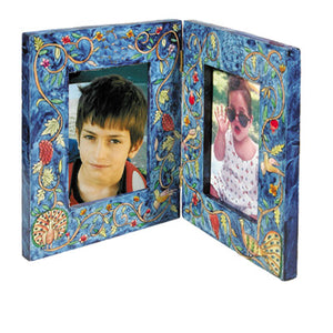 Peacock Double Wooden Painted Picture Frame - Riverdale Judaica