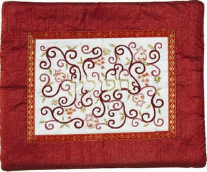 Embroidered Tefillin Bag Maroon (EM-FMD-5) - Riverdale Judaica