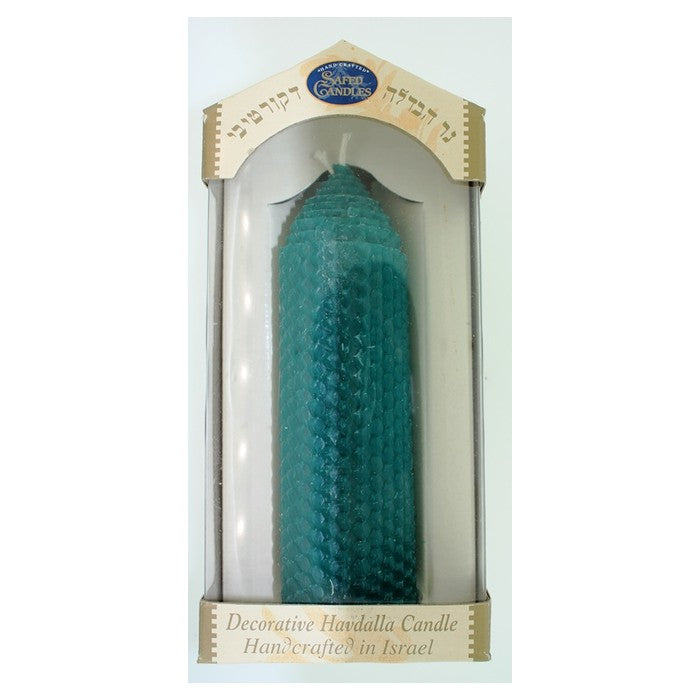 Havdallah Candle 6" Tall 2" Diameter BEESWAX GREEN (HV-HMC2X6BG) - Riverdale Judaica