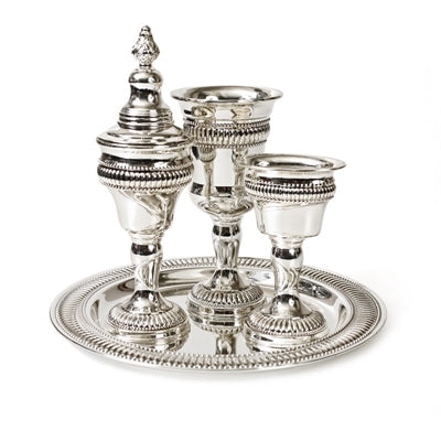 4 pc. Silverplate Havdalla Set- Stripes (HV-X1550)