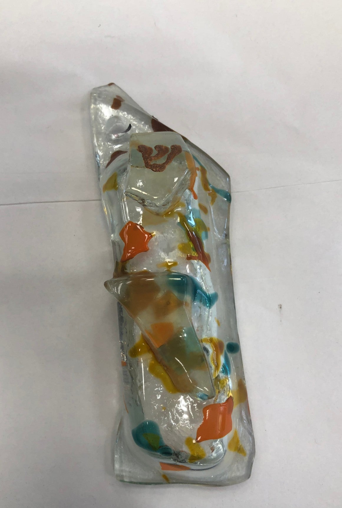 Handmade Glass Mezuzah Case - Multi Colored , 7cm, Made in Israel - Riverdale Judaica