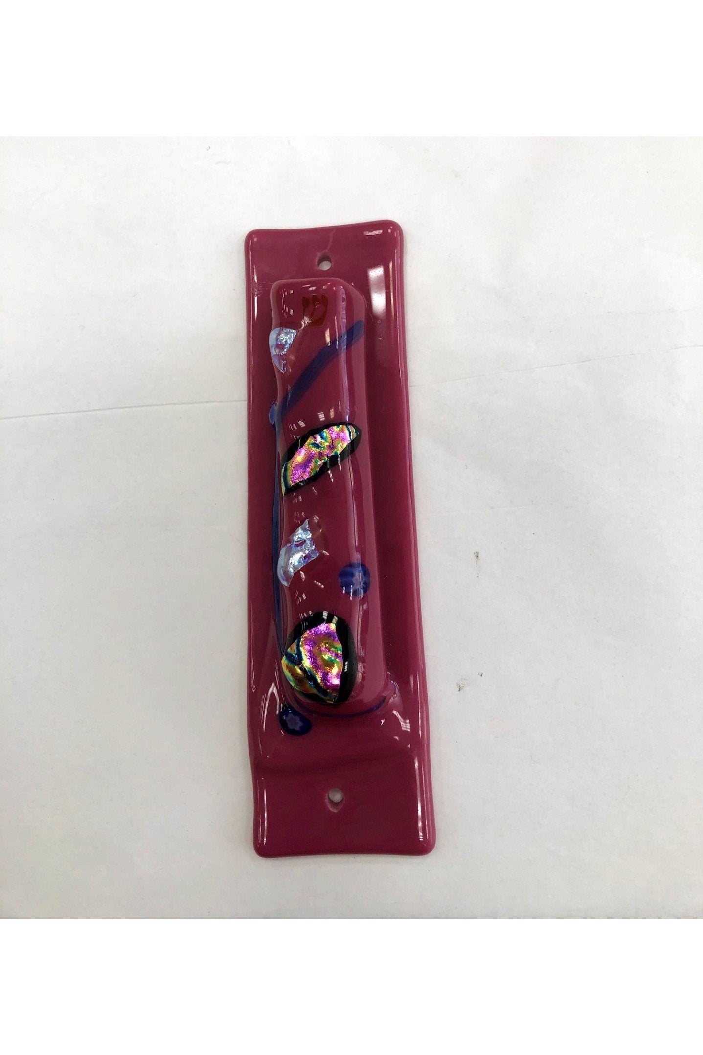 Handmade Glass Mezuzah Case - Ruby Red, 7 cm - Riverdale Judaica